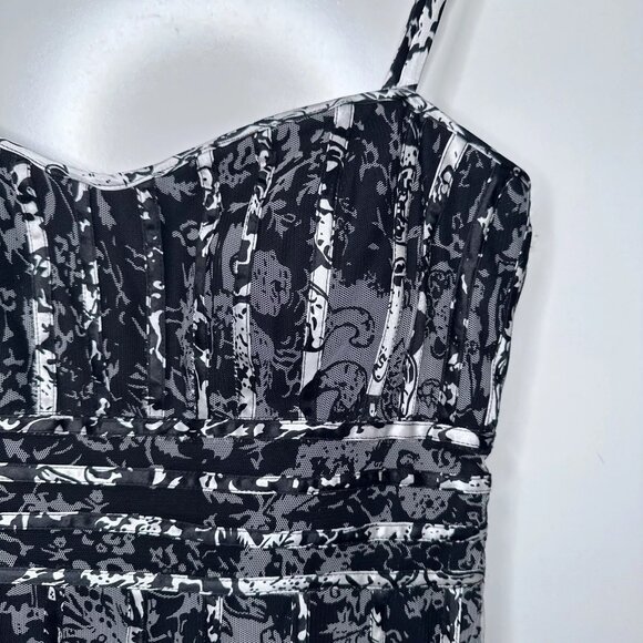 JS Collections Fit & FlareTulle Corset Cocktail Midi Dress Size 8 Black/Gray - Picture 4 of 13